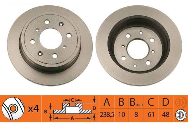 NiBK RN1047 Rear brake disc, non-ventilated RN1047
