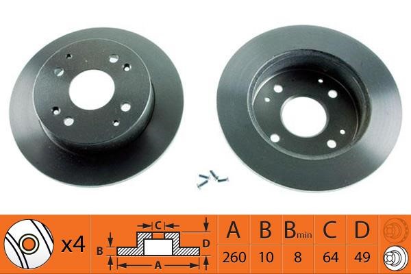 NiBK RN1054 Brake discs rear non-ventilated, set RN1054