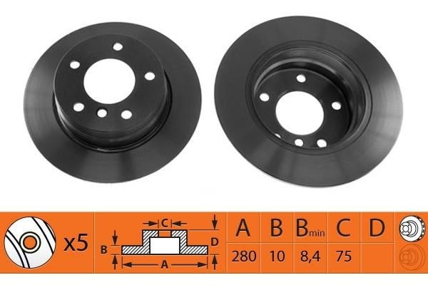 NiBK RN1211 Brake discs rear non-ventilated, set RN1211
