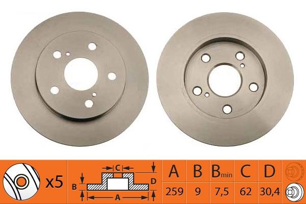 NiBK RN1239 Rear brake disc, non-ventilated RN1239