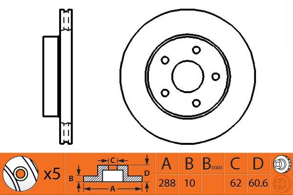 NiBK RN1251 Rear brake disc, non-ventilated RN1251