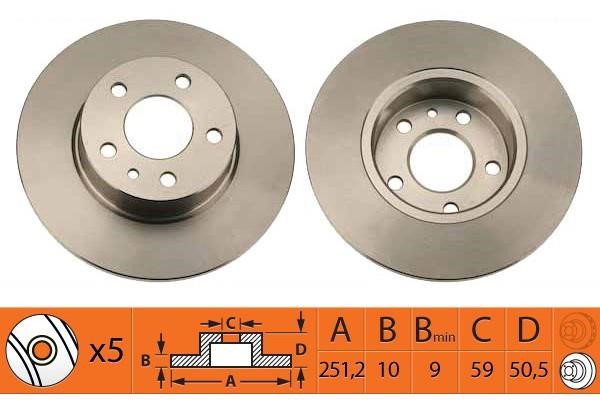 NiBK RN1283 Brake discs rear non-ventilated, set RN1283