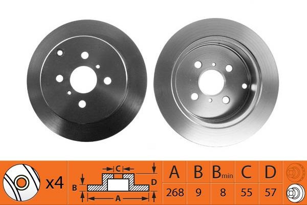 NiBK RN1308 Rear brake disc, non-ventilated RN1308