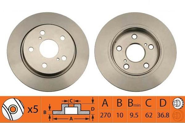 NiBK RN1352 Rear brake disc, non-ventilated RN1352
