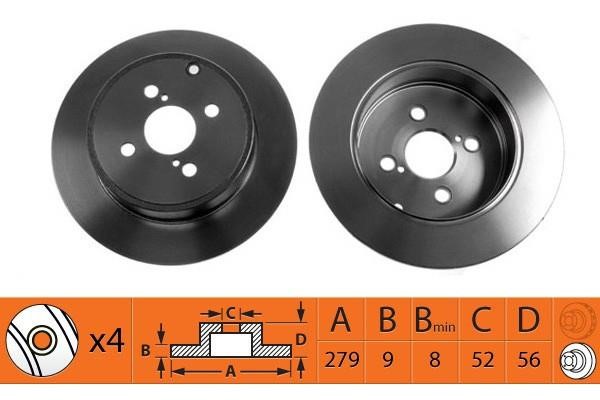 NiBK RN1354 Rear brake disc, non-ventilated RN1354