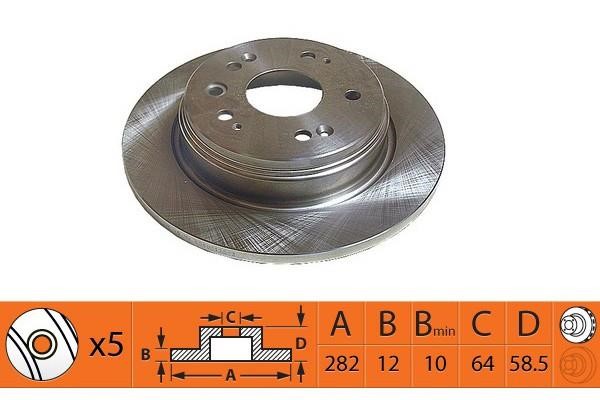 NiBK RN1355 Rear brake disc, non-ventilated RN1355