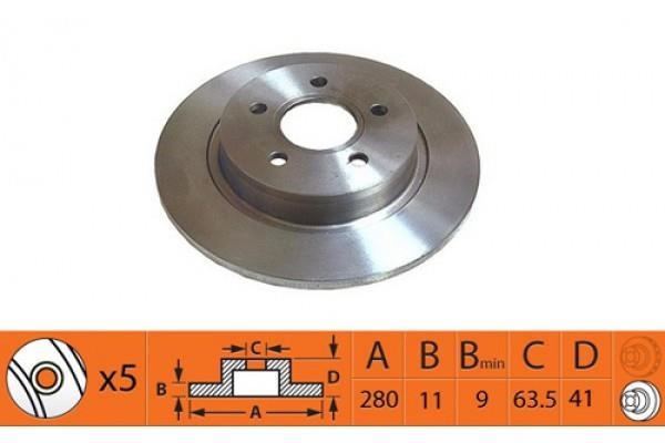 NiBK RN1368 Brake discs rear non-ventilated, set RN1368