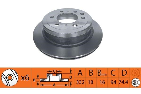 NiBK RN1401V Ventilated disc brake, 1 pcs. RN1401V