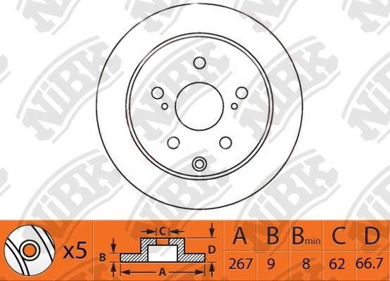 NiBK RN1489 Rear brake disc, non-ventilated RN1489