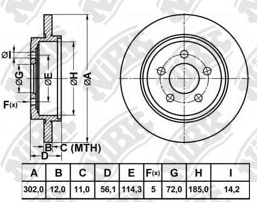 NiBK RN1521 Rear brake disc, non-ventilated RN1521