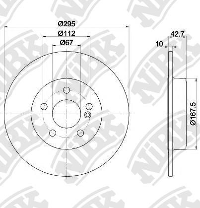 NiBK RN1703 Rear brake disc, non-ventilated RN1703