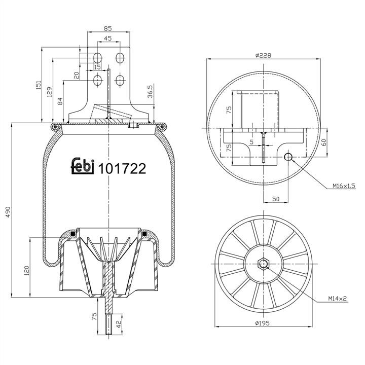 Air suspension Iveco: 101722 febi Air spring