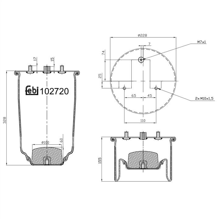 Air suspension Iveco: 102720 febi Air spring