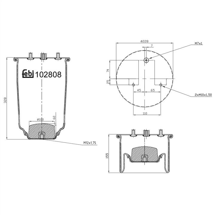 Air suspension Iveco: 102808 febi Air spring