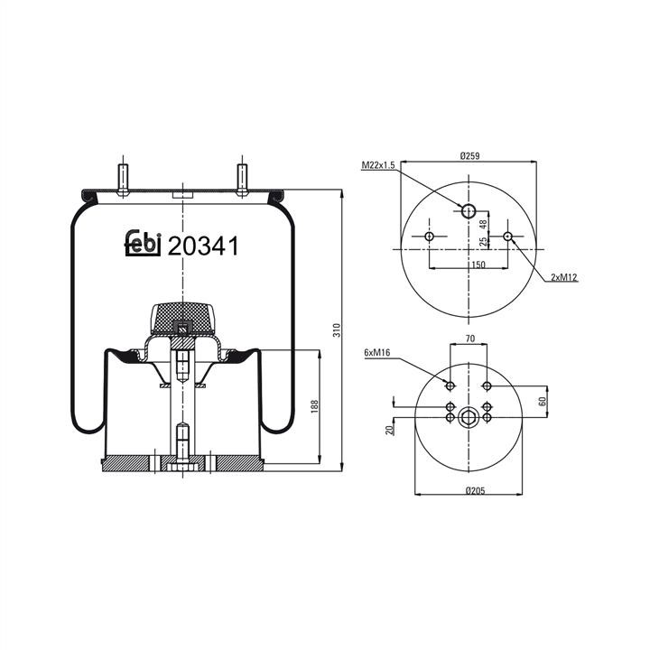 febi 20341 Boot, air suspension 20341