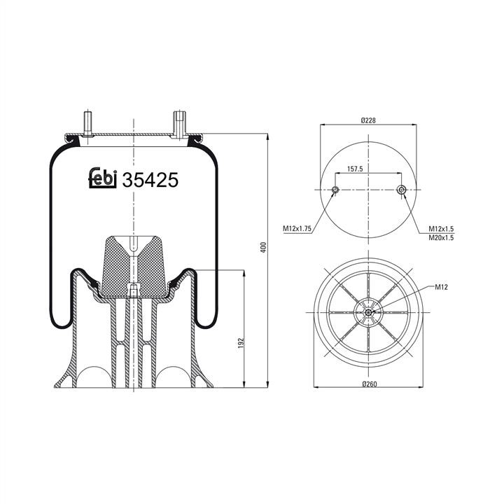 febi 39425 Boot, air suspension 39425