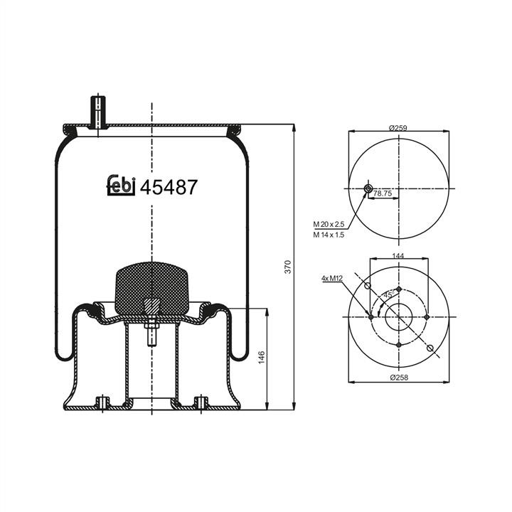 febi 45487 Boot, air suspension 45487