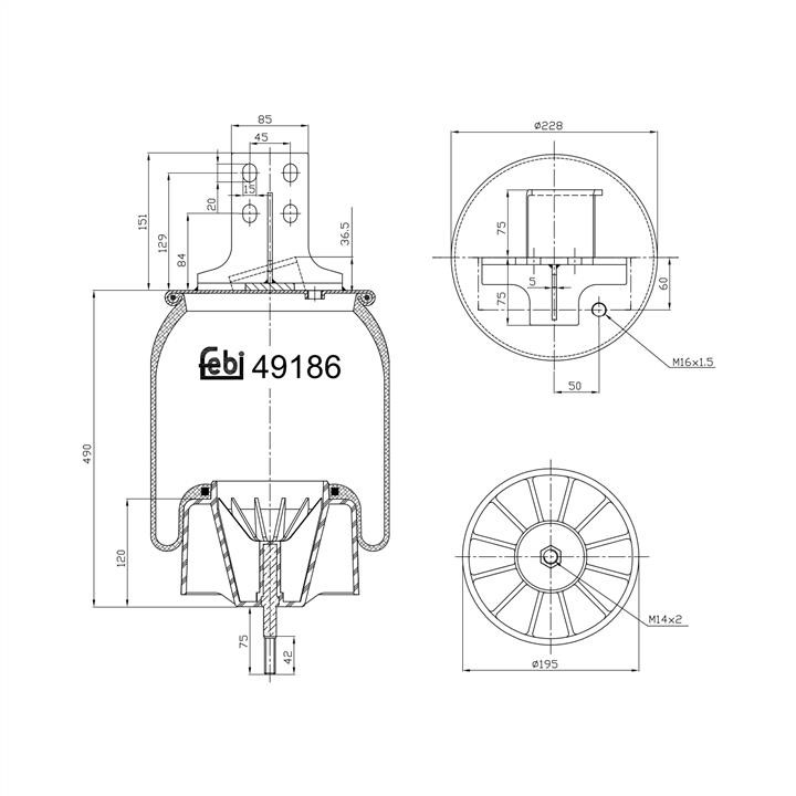 Air suspension Iveco: 49186 febi Air spring