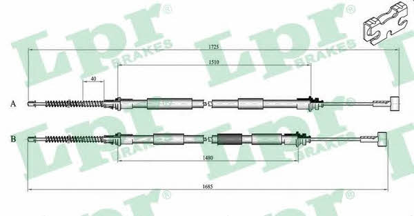 LPR C0235B Cable Pull, parking brake C0235B