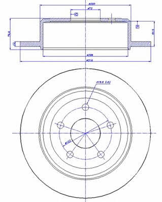 Car 142.1630 Rear brake disc, non-ventilated 1421630