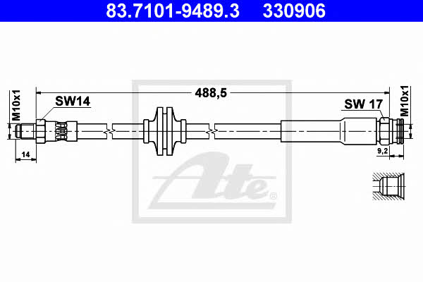 Ate 83.7101-9489.3 Brake Hose 83710194893 83710194893 Ate Brake Hose