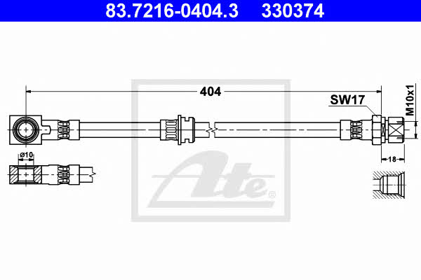 Ate 83.7216-0404.3 Brake Hose 83721604043