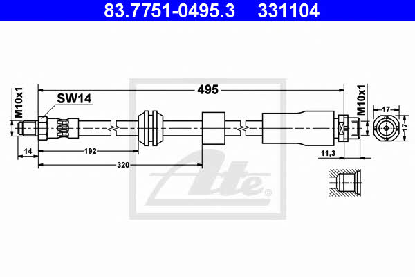 Ate 83.7751-0495.3 Brake Hose 83775104953