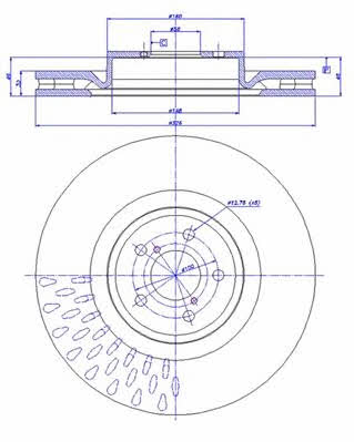 Car 142.045 Front brake disc ventilated 142045