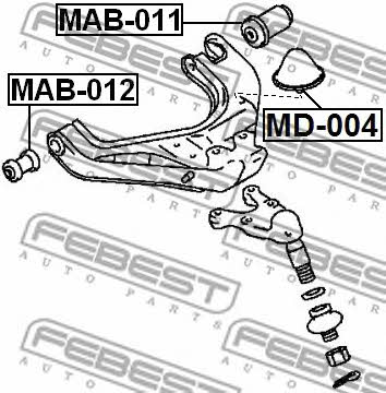 Front lower control arm front bushing Febest MAB-012