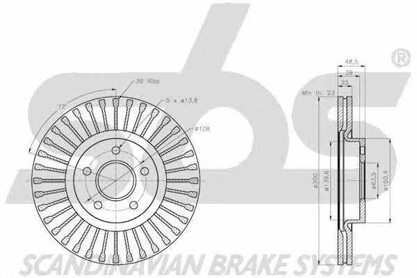 SBS 1815202591 Front brake disc ventilated 1815202591
