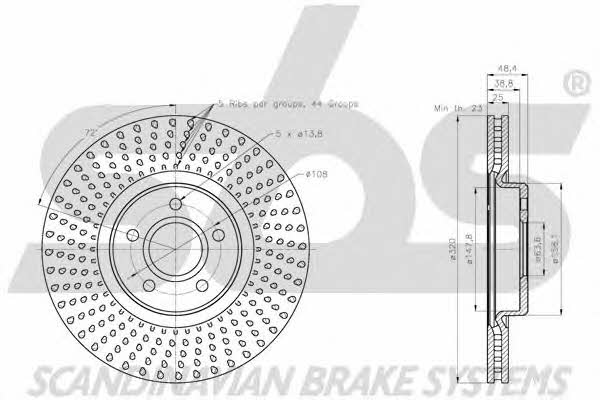 SBS 1815202592 Front brake disc ventilated 1815202592