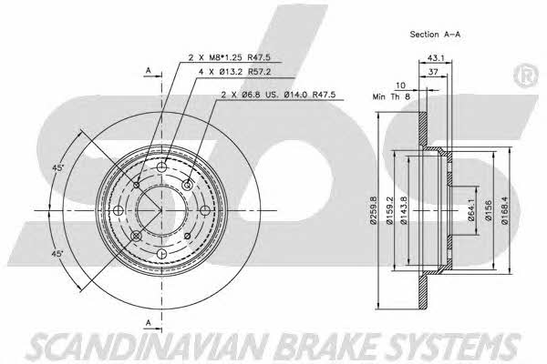 SBS 1815202619 Rear brake disc, non-ventilated 1815202619