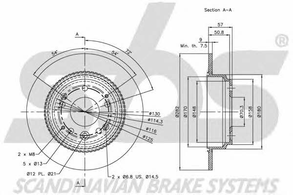 SBS 1815202631 Rear brake disc, non-ventilated 1815202631