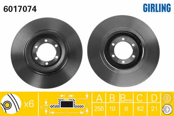 Girling 6017074 Rear brake disc, non-ventilated 6017074
