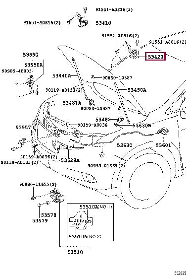 534200E040 Toyota Hood hinge