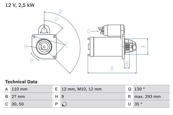 Bosch 0 986 011 060 Starter 0986011060