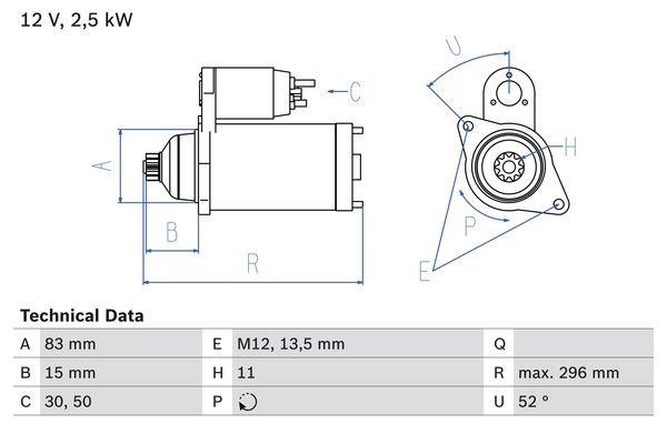 Bosch 0 986 014 471 Starter 0986014471