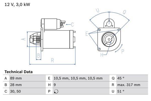 Bosch 0 986 019 020 Starter 0986019020 0986019020 Bosch Starter