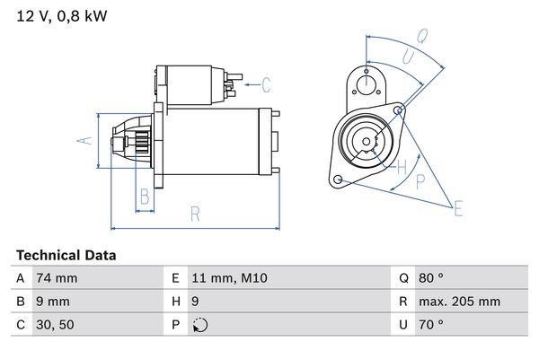 Bosch 0 986 019 141 Starter 0986019141