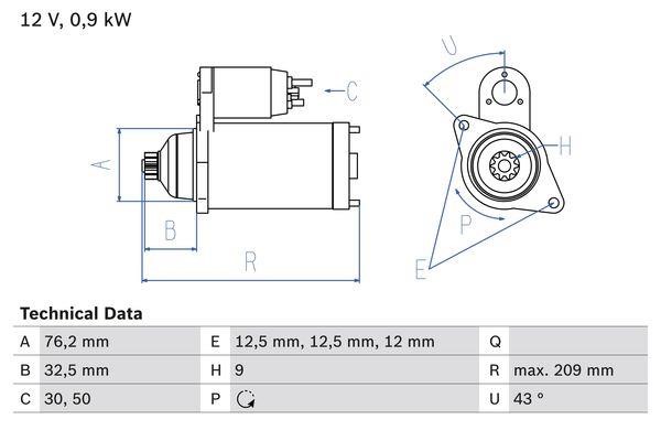 Bosch 0 986 019 890 Starter 0986019890