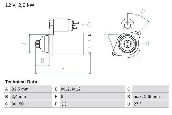 Bosch 0 986 021 220 Starter 0986021220