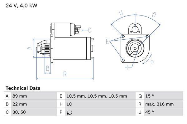 Bosch 0 986 022 990 Starter 0986022990