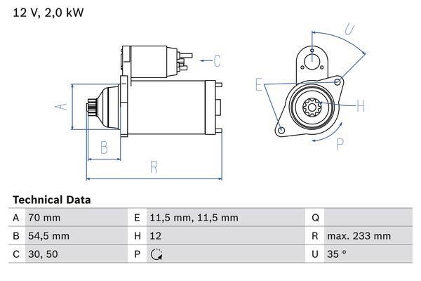 Bosch 0 986 023 540 Starter 0986023540 0986023540 Bosch Starter