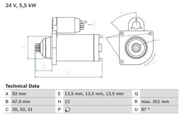 Bosch 0 986 025 450 Starter 0986025450 0986025450 Bosch Starter