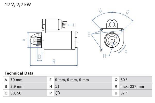 Starter motor Jeep Renegade: 0986027000 Bosch Starter