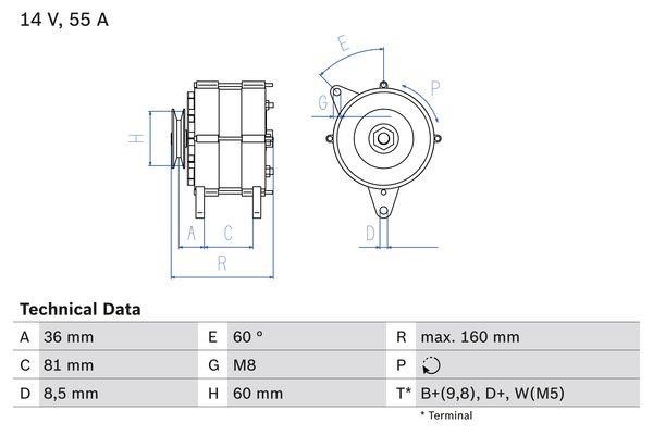 Bosch 0 986 036 020 Alternator 0986036020