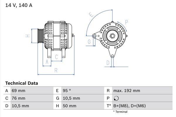 Bosch 0 986 039 000 Alternator 0986039000