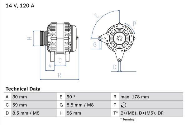 Alternator Audi: 0986040350 Bosch Alternator