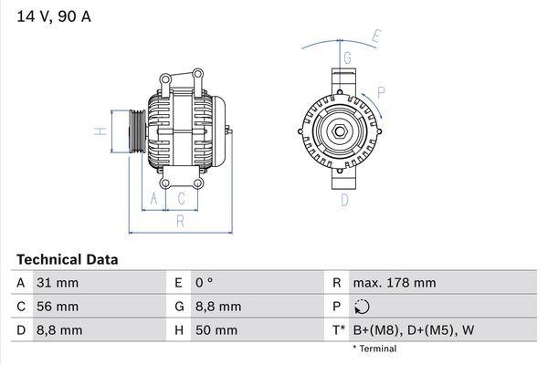 Bosch 0 986 041 530 Alternator 0986041530