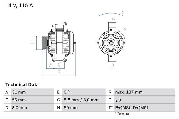 Bosch 0 986 043 660 Alternator 0986043660